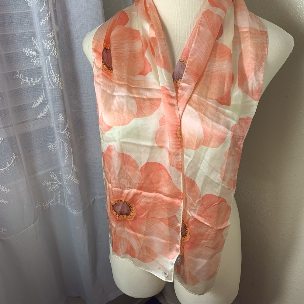 Echo 100% silk hand rolled scarf, flower print